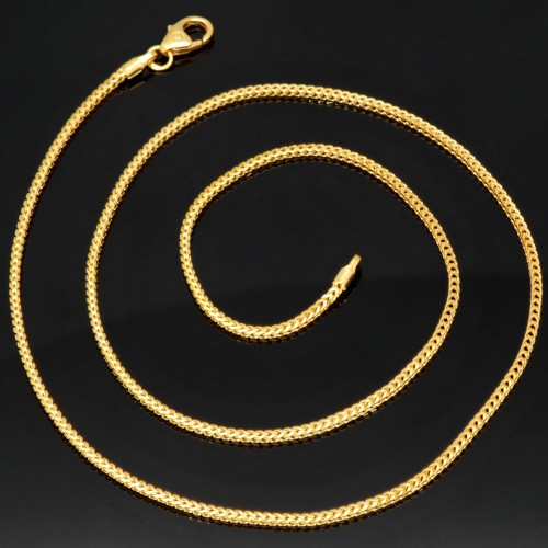 Kurze Goldkette / Fuchsschwanzkette in filigranem Design in hochwertigem 585 14k Gelbgold für sehr schlanke Damen und Kinder (ca. 42cm lang, ca. 1,3mm breit)