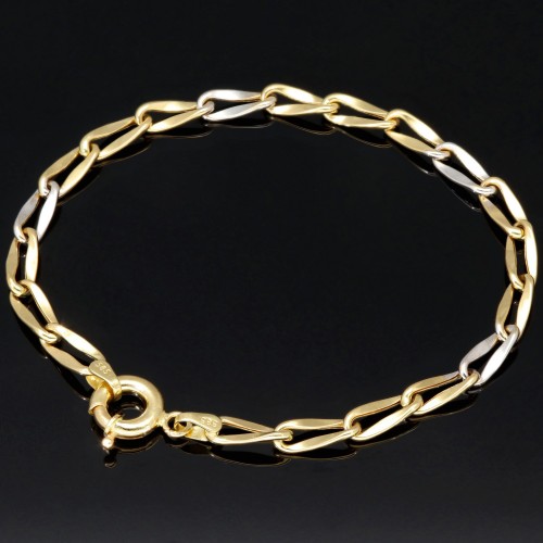 Elegantes Armband aus funkelndem - Bicolor Gold 14K / 585 Gelb- und Weißgold (ca. 19,5 cm Länge)