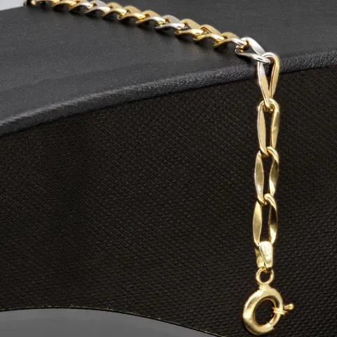 Elegantes Armband aus funkelndem - Bicolor Gold 14K / 585 Gelb- und Weißgold (ca. 19,5 cm Länge)