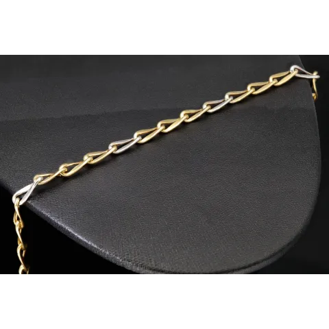 Elegantes Armband aus funkelndem - Bicolor Gold 14K / 585 Gelb- und Weißgold (ca. 19,5 cm Länge)