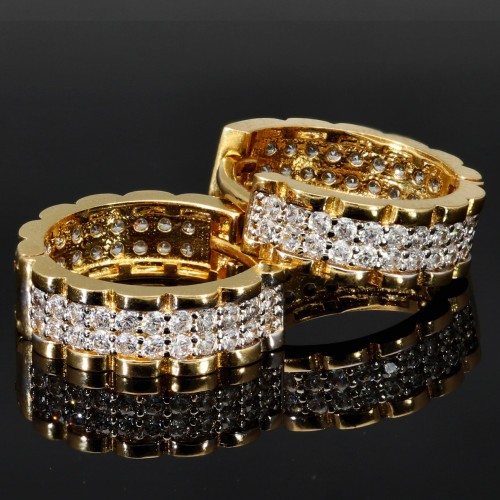 Mini Creolen mit funkelnden Zirkonia aus massivem 585 14K Gold
