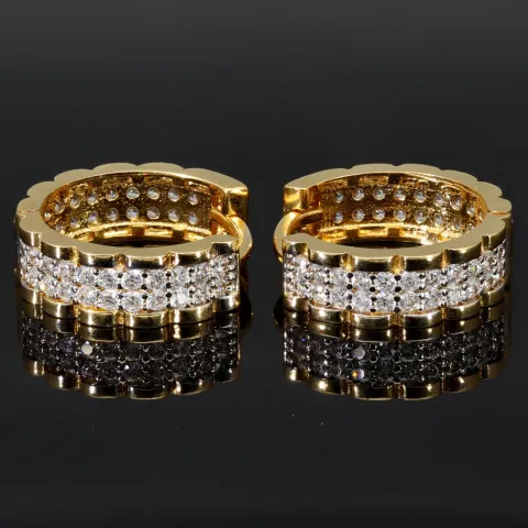 Mini Creolen mit funkelnden Zirkonia aus massivem 585 14K Gold