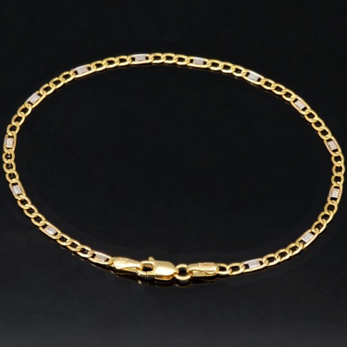 Armband aus 585er (14k) Bicolor Gold (Gelbgold und Weißgold) in ca. 19 cm Länge und 2,5mm Breite