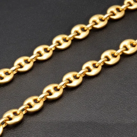 Exquisite Bohnenkette aus edlem, voll massivem 750 (18 Karat) Gelbgold (ca. 62 cm, 6mm, ca. 48,4g)