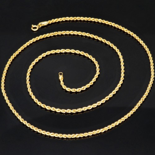 Funkelnde Kordelkette in ca. 60 cm Länge aus wertvollem 585er Gelbgold 14k ca. 2mm Breite