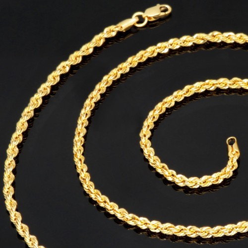 Prunkvolle Kordelkette aus funkelndem 585er Gold 14k,  ca. 55cm 2,5mm