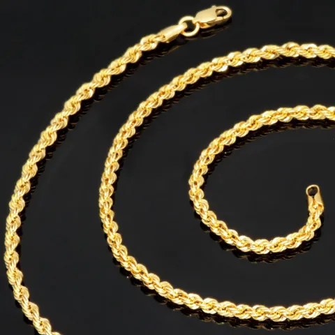 Prunkvolle Kordelkette aus funkelndem 585er Gold 14k, ca. 55cm 2,5mm
