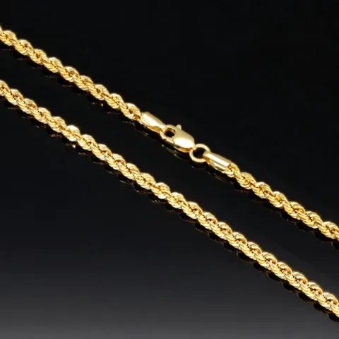 Kurze, funkelnde Kordelkette in ca. 45cm Länge aus edlem 14K 585 Gold ca. 2,5mm Breite