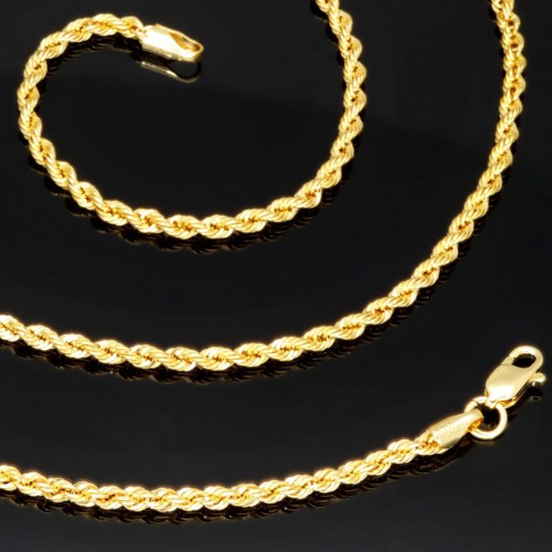 Edle Kordelkette in ca. 50 cm Länge aus hochwertigem Gold (14K 585er Gelbgold) ca. 2mm Breite