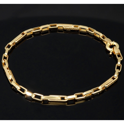 Filigran angefertigtes Designer-Armband aus Gold mit Greco-Muster ca. 21,5 cm lang und 3,5mm breit (585 / 14k)