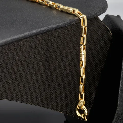 Filigran angefertigtes Designer-Armband aus Gold mit Greco-Muster ca. 21,5 cm lang und 3,5mm breit (585 / 14k)