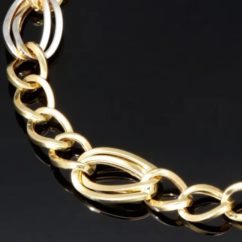 Elegantes Armband in modernem Design - Bicolor Gold 14K / 585 Gelb- und Weißgold (ca. 19,5 cm Länge)