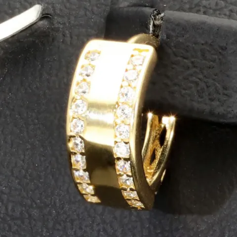 Mini Creolen mit funkelnden Zirkonia aus massivem 585 14K Gold