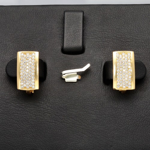 Bling Bling Ohrringe mit glitzernden Zirkonia aus massivem 585 14K Gold mit englischem Verschluss
