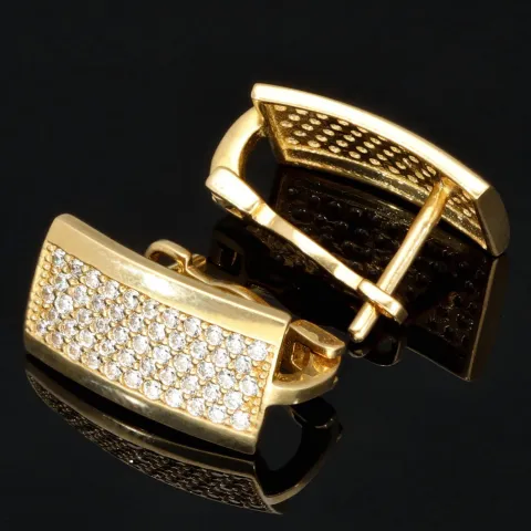 Bling Bling Ohrringe mit glitzernden Zirkonia aus massivem 585 14K Gold mit englischem Verschluss