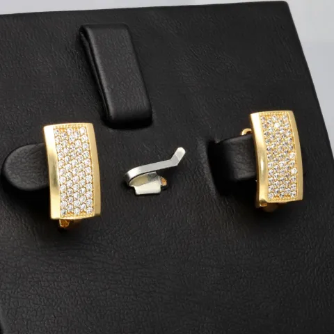 Bling Bling Ohrringe mit glitzernden Zirkonia aus massivem 585 14K Gold mit englischem Verschluss