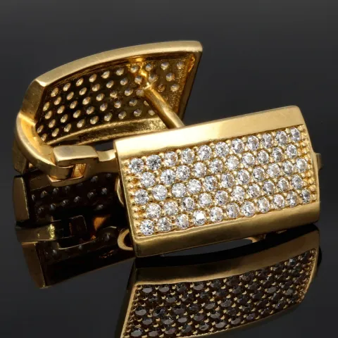 Bling Bling Ohrringe mit glitzernden Zirkonia aus massivem 585 14K Gold mit englischem Verschluss