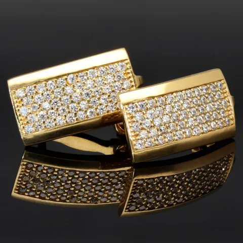 Bling Bling Ohrringe mit glitzernden Zirkonia aus massivem 585 14K Gold mit englischem Verschluss