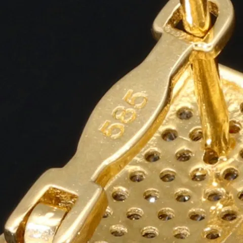 Bling Bling Ohrringe mit glitzernden Zirkonia aus massivem 585 14K Gold mit englischem Verschluss