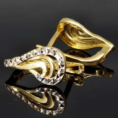 Goldohrringe aus 14 Karat / 585 Bicolor Massivgold (Gelbgold und Weißgold)