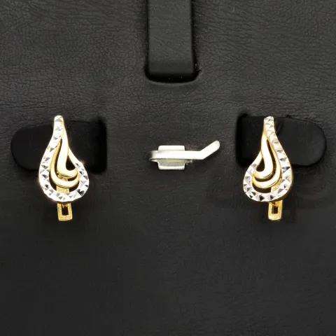 Goldohrringe aus 14 Karat / 585 Bicolor Massivgold (Gelbgold und Weißgold)