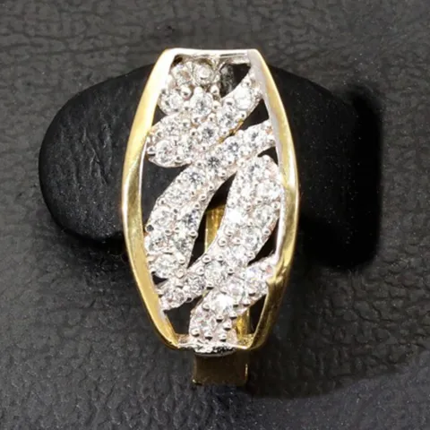 Stylische Ohrringe aus massivem Bicolor 585er 14K Gold mit Zirkonia mit englischem Verschluss (Weißgold und Gelbgold)