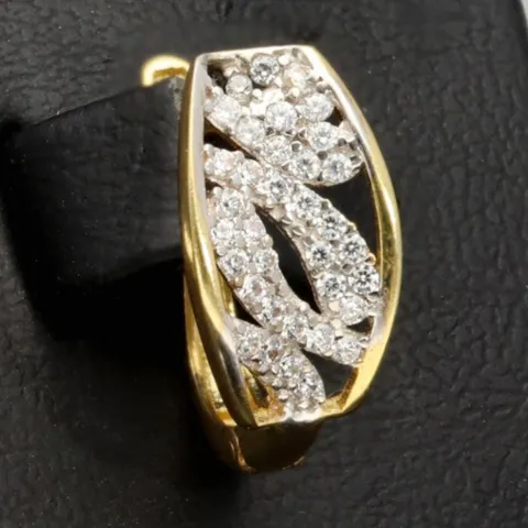 Stylische Ohrringe aus massivem Bicolor 585er 14K Gold mit Zirkonia mit englischem Verschluss (Weißgold und Gelbgold)