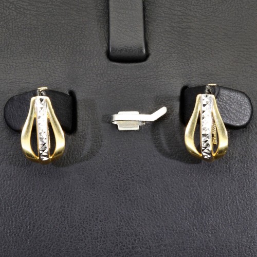 Stilvolle Bicolor Gold-Ohrringe in edlem 14K / 585 Gelbgold und Weißgold