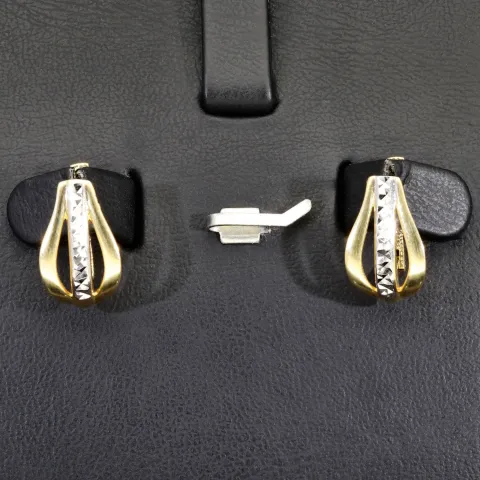 Stilvolle Bicolor Gold-Ohrringe in edlem 14K / 585 Gelbgold und Weißgold