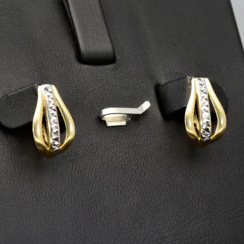 Stilvolle Bicolor Gold-Ohrringe in edlem 14K / 585 Gelbgold und Weißgold