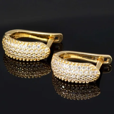 Elegante Creolen / Ohrringe mit glänzenden Zirkonia aus massivem 585er 14K Gold