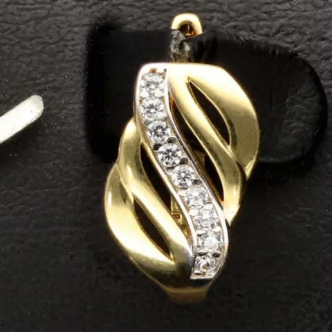 Gold-Ohrringe aus massivem 585er 14K Gelbgold und kleinem Anteil Weißgold mit Zirkonia bestückt