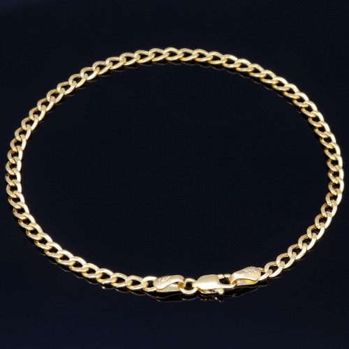 Edles Panzerarmband aus glanzvollem 585 14k Gold, ca. 3mm breit, 19cm lang