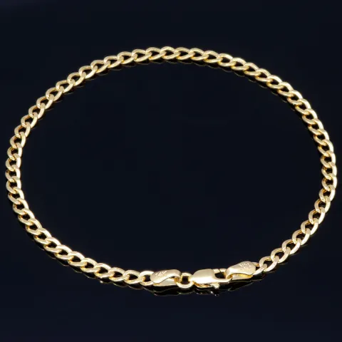 Edles Panzerarmband aus glanzvollem 585 14k Gold, ca. 3mm breit, 19cm lang