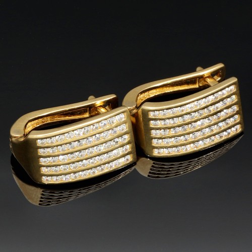 Massive Ohrringe mit funkelndem Zirkoniabesatz aus hochwertigem 14K 585 Gelbgold