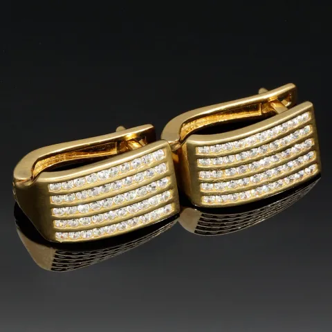 Massive Ohrringe mit funkelndem Zirkoniabesatz aus hochwertigem 14K 585 Gelbgold