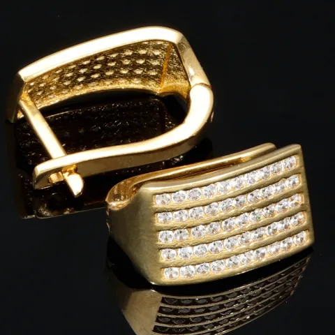 Massive Ohrringe mit funkelndem Zirkoniabesatz aus hochwertigem 14K 585 Gelbgold