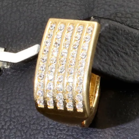 Massive Ohrringe mit funkelndem Zirkoniabesatz aus hochwertigem 14K 585 Gelbgold
