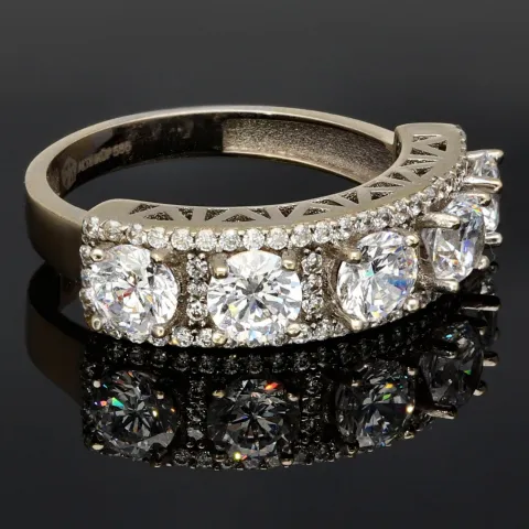 Ring aus 585 / 14K Weißgold für Damen mit vielen glitzernden Zirkonia besetzt (ca. 58 RG)