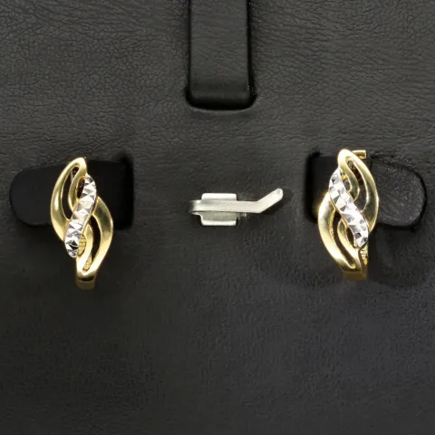 Massive Bicolor Ohrringe aus edlem 585 / 14K Gold (Weißgold und Gelbgold) mit englischem Verschluss