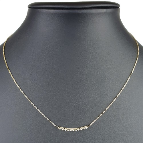 Feines Damencollier aus 585er (14k) Gelbgold mit einem von Zirkoniasteinen besetzten Anhänger in graziösem Design  (Länge ca. 45 cm)