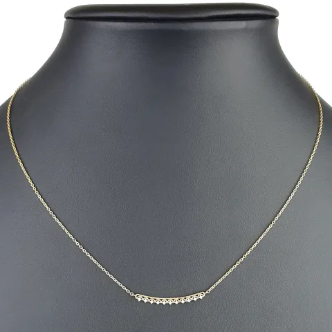 Feines Damencollier aus 585er (14k) Gelbgold mit einem von Zirkoniasteinen besetzten Anhänger in graziösem Design (Länge ca. 45 cm)