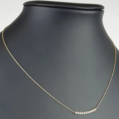Feines Damencollier aus 585er (14k) Gelbgold mit einem von Zirkoniasteinen besetzten Anhänger in graziösem Design (Länge ca. 45 cm)