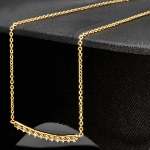 Feines Damencollier aus 585er (14k) Gelbgold mit einem von Zirkoniasteinen besetzten Anhänger in graziösem Design (Länge ca. 45 cm)