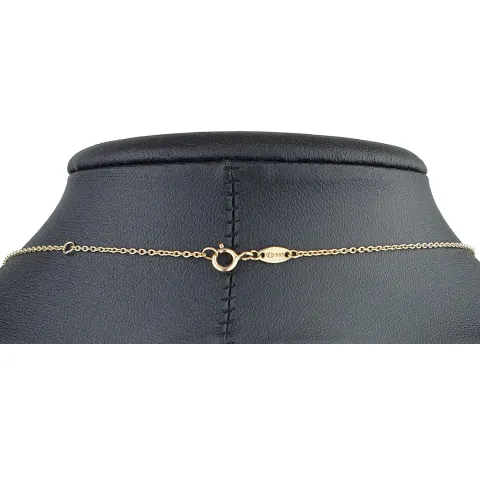 Feines Damencollier aus 585er (14k) Gelbgold mit einem von Zirkoniasteinen besetzten Anhänger in graziösem Design (Länge ca. 45 cm)