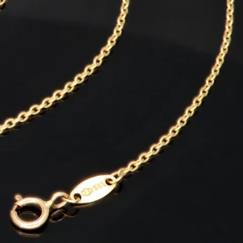 Feines Damencollier aus 585er (14k) Gelbgold mit einem von Zirkoniasteinen besetzten Anhänger in graziösem Design (Länge ca. 45 cm)