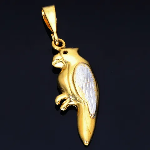 Goldener Papagei-Anhänger aus 14k (585er) Gelbgold und Weißgold (bicolor)