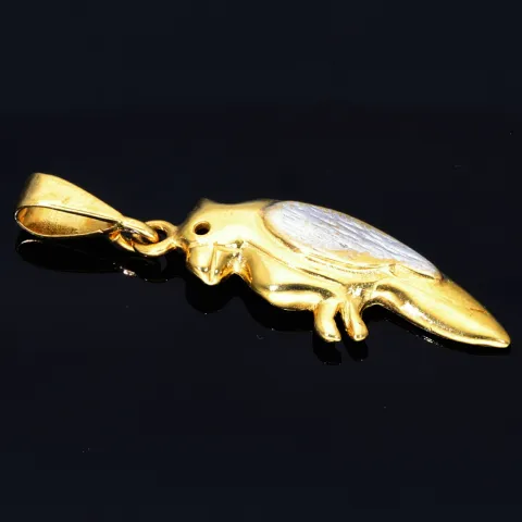 Goldener Papagei-Anhänger aus 14k (585er) Gelbgold und Weißgold (bicolor)