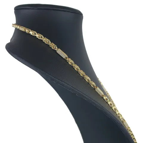 Bling-Bling-Königskette mit Zirkoniabesatz aus 585er Gelbgold (14k)- ca. 55cm lang, 3,3 mm breit, ca. 14,5g