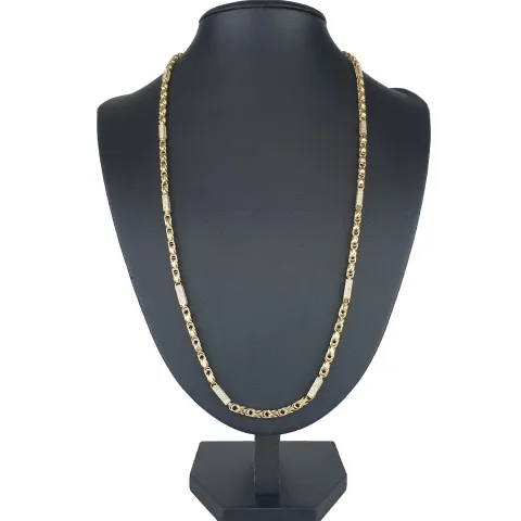 Bling-Bling-Königskette mit Zirkoniabesatz aus 585er Gelbgold (14k)- ca. 55cm lang, 3,3 mm breit, ca. 14,5g
